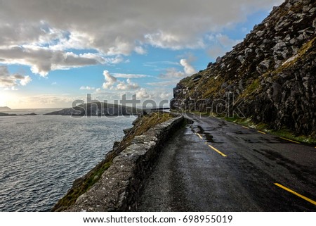 Slea Head road. The part of Wild Atlantic Way in Ireland Royalty-Free Stock Photo #698955019