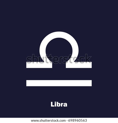 Libra zodiac sign. Astrological symbol. Vector icon on dark blue background