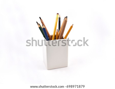 Pencils stock images. Pencil on a white background. Pencils in a box

