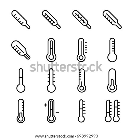 Thermometer Line Vector Icons Set  Royalty-Free Stock Photo #698992990