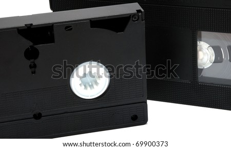 Black video cassette isolated on the white background.