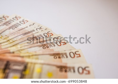 Euro Money Banknotes,  abstract background. Euro cash. Many Euro banknotes of different values. Euro cash background.