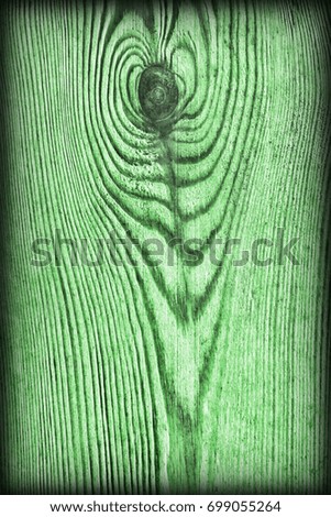 Old Knotted Green Pine Wood Board Vignetted Grunge Texture Detail