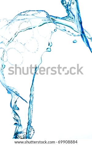 Splashing fresh blue water. Creative  aqua drop.