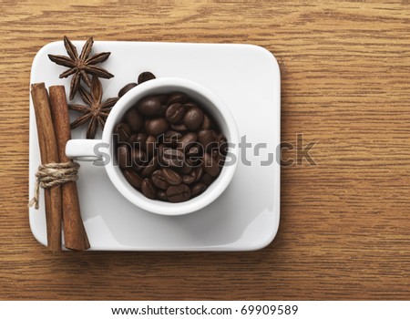 coffee beans and cinnamon