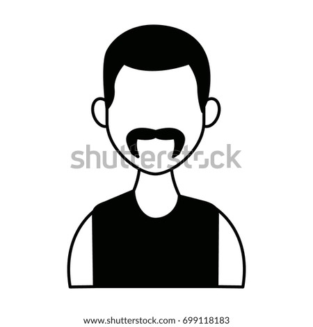 portrait of a young man character on white background