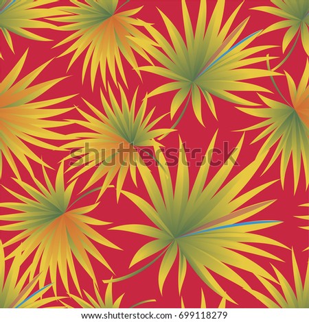 Tropical palm leaves, jungle leaves. Vector floral pattern background.