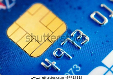 Smart card macro , credit card chip Royalty-Free Stock Photo #69912112