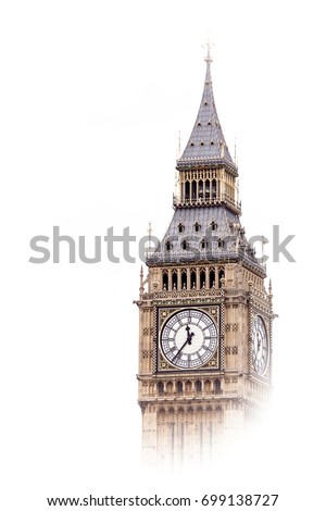 The Big Ben, London, England isolated in the mist