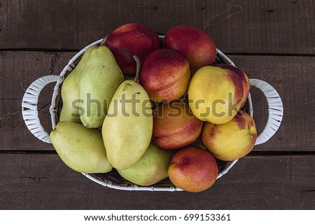 Summer fruit in a fruit basket, pear, apple and nectarine...
web design according pears and nectarines photos
