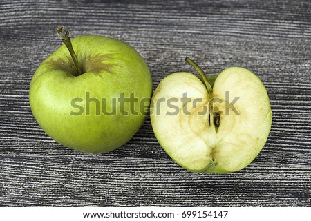 green apple pictures divided into two parts,
