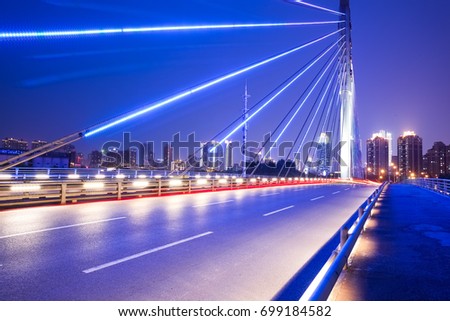 Night view of Rong Hu bridge, Wuxi, China