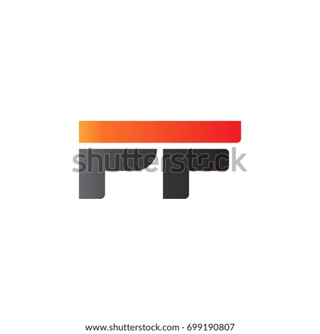 Initial letter PF, straight linked line bold logo, gradient fire red black colors