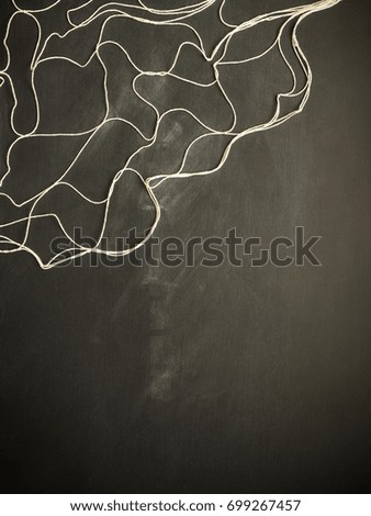 Fishing net on a chalkboard with space for text or image