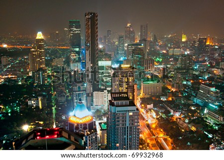 Night View of Bangkok, Thailand.