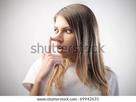 Woman with long nose Royalty-Free Stock Photo #69942631