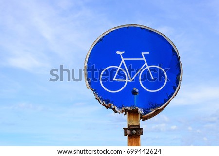 Symbol of bicycle with bluesky background