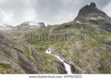 Stigvossen waterfall on the Trollstigen in Norway