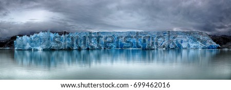 Front of Grey Glacier at Torres del Paine N.P. (Patagonia, Chile) - HDR image  Royalty-Free Stock Photo #699462016