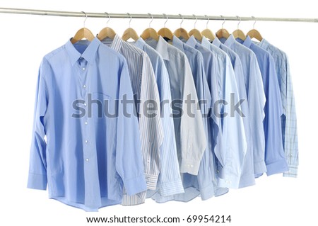 clothes hanger with blue shirt Royalty-Free Stock Photo #69954214