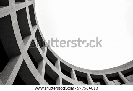 Brutalist architecture in black and white Royalty-Free Stock Photo #699564013