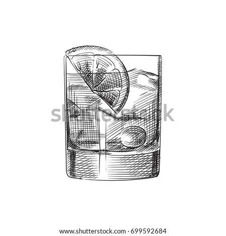 Hand Drawn Old Fashioned Sketch Symbol. Vector Beverage Element In Trendy Style. Royalty-Free Stock Photo #699592684