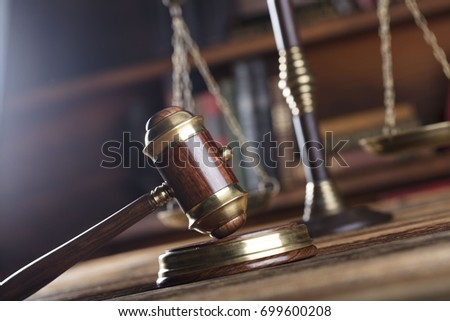 Symbols of law concept background. Law business.