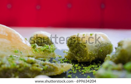 Oriental sweets. Baklava and pistachio
