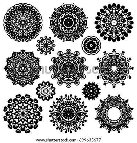 Ornamental round floral pattern. Set of mandala round circle ornament
