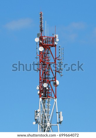 Mast of cellular communication with microwave radio antenna equipment