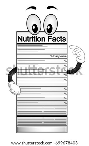 Illustration of Nutrition Facts Mascot Pointing to the Information Inside