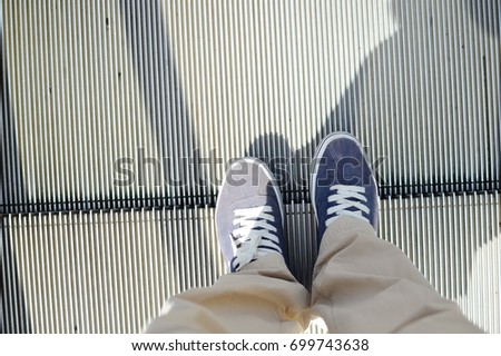 Detail of escalator abstract modern background