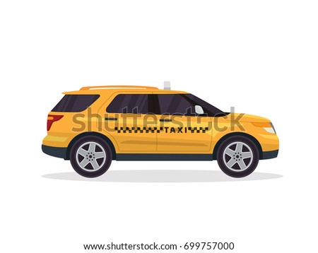 Modern Urban Yellow SUV Family Taxi Vehicle Illustration 