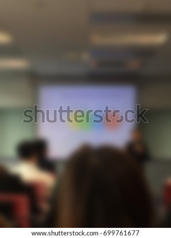 Blurred in training room or classroom background , teaching and learning concept