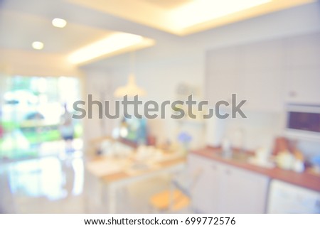 Abstract blur Kitchen Room area interior for background.
