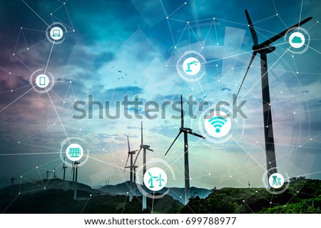 Renewable energy and Internet of Things. Smart factory. Smart energy. Smart grid concept. Royalty-Free Stock Photo #699788977