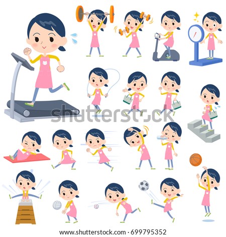 Set of various poses of Childminder women_Sports & exercise