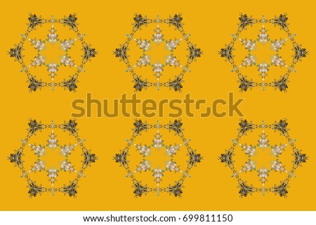 Flat design with abstract snowflakes isolated on colorful background. Snowflakes pattern. Snowflakes background. Raster illustration. Snowflake ornamental pattern.