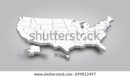 3D Map of United state of america . Royalty-Free Stock Photo #699812497