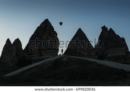 Photographers taking pictures of balloons in Cappadocia, Turkey