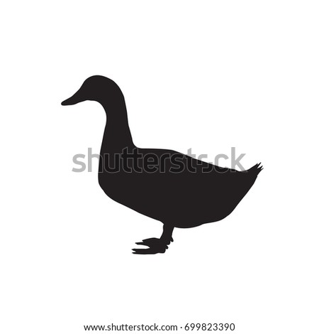 silhouette goose on white background, icon, vector illustration