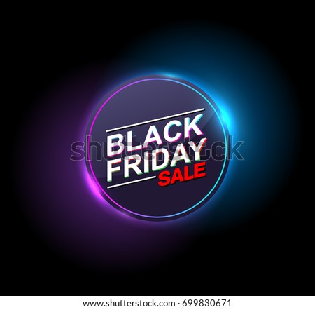 black friday sale neon vector banners. illustration.