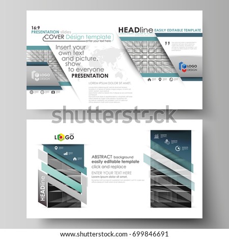 Business templates in HD format for presentation slides. Vector layouts in flat design. Abstract infinity background, 3d structure with rectangles forming illusion of depth and perspective.