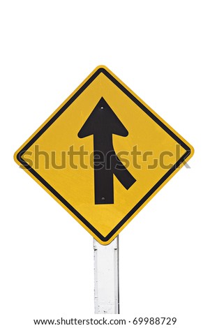 Road Merge Sign on white