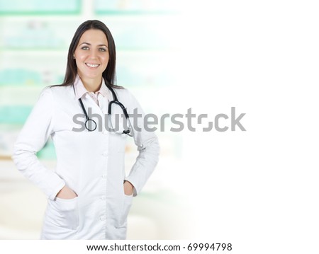 Portrait of friendly female doctor with stethoscope.