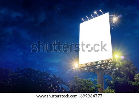 Billboard blank at sunset sky in rainy season