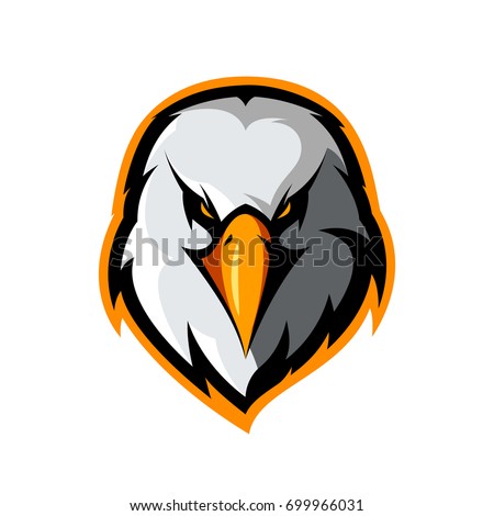 Furious eagle head athletic club vector logo concept isolated on white background. Modern sport team mascot badge design. Premium quality bird emblem t-shirt tee print illustration.