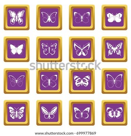 Butterfly set icons set in purple color isolated vector illustration for web and any design