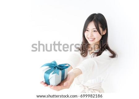 Young woman with present