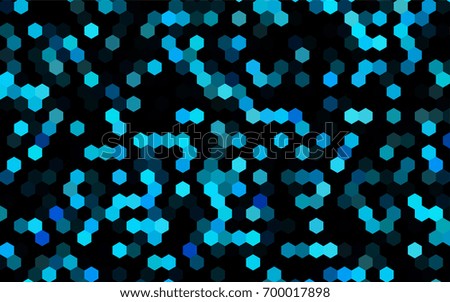 Dark BLUE vector polygonal illustration, which consist of hexagons. Hexagonal pattern for your business design. Geometric background in Origami style with gradient. 